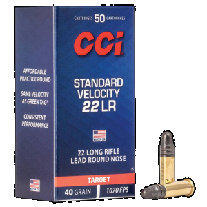 CCI Standard Velocity 22 Long Rifle Lead Round Nose 40 Grain 50 Rounds
