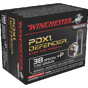 Winchester Defender Pistol Ammo 38 Spl+P 130 gr. Bonded Jacket HP 20 rd.