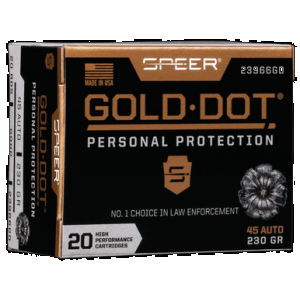 Speer Gold Dot Personal Protection Pistol Ammo 45 ACP 230 gr. HP 20 rd.