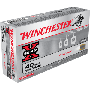 Winchester, Super X, 40 Smith & Wesson, Winclean Enclosed, 165 Grain, 50 Rounds