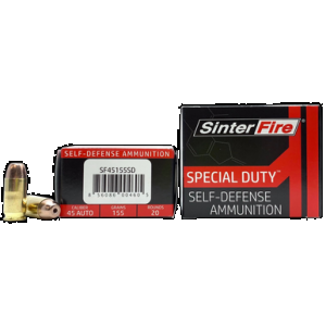 SINTERFIRE Special Duty Pistol Ammo 45 Acp 155 Gr. Hp 20 Rd.