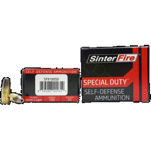 SINTERFIRE Special Duty Pistol Ammo 9mm 100 Gr. Hp 20 Rd.