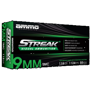 AMMO Inc 9115tmcstrkgrn50 Streak Visual (green) 9mm Luger 115gr Total Metal Case 50 Rounds