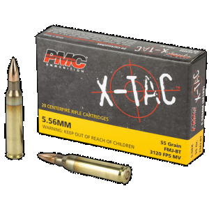 PMC X-tac 5.56 Nato Rifle Ammo Full Metal Jacket Boat Tail 55 Grain 20 Rounds