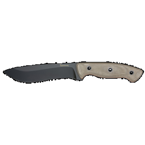 Browning 3220517B Desolation Large 6" Fixed Drop Point Plain Black Powder Coated 440C SS Blade, Tan Micarta Laminate Handle