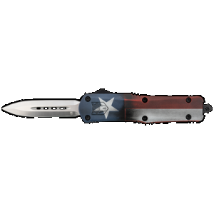 CobraTec Knives MCTXFS3DAGNS FS-3 Texas Flag Medium 3" OTF Dagger Plain Satin D2 Steel Blade, 5" Texas Flag Aluminum Cerakoted Handle