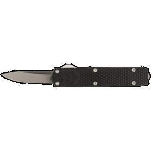 CobraTec Knives MNBLKMGEN2DNS Mini Mamba Gen II 2.25" OTF Plain Stonewashed D2 Steel Blade, 3.38" Black Textured Anodized Aluminum Handle