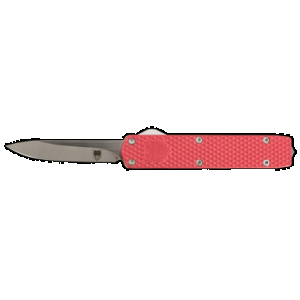 CobraTec Knives MNRDMGEN2DNS Mini Mamba Gen II 2.25" OTF Plain Stonewashed D2 Steel Blade, 3.38" Red Textured Anodized Aluminum Handle, Features Glass Breaker, Includes Pocket Clip
