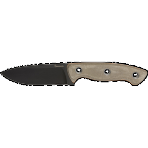 Browning 3220508B Desolation Small 3.75" Fixed Modified Drop Point Plain Black Powder Coated 440C SS Blade, Tan Micarta Laminate Handle