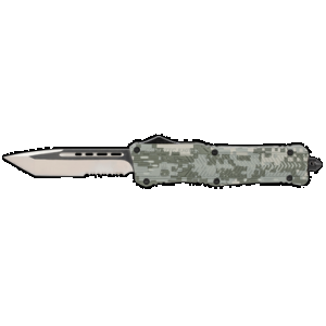 CobraTec Knives LADCCTK1LTS CTK-1 Large 3.75" OTF Tanto Part Serrated D2 Steel Blade/Army DigiCamo Aluminum Handle Features Glass Breaker Includes Pocket Clip