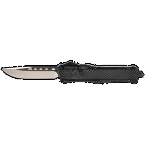 CobraTec Knives LBCTK1LDNS CTK-1 Large 3.75" OTF Drop Point Plain D2 Steel Blade/Black Aluminum Handle Features Glass Breaker Includes Pocket Clip