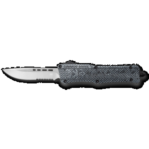 CobraTec Knives LCFCTK1LDS CTK-1 Large 3.75" OTF Drop Point Part Serrated D2 Steel Blade/ Carbon Fiber Aluminum Handle Features Glass Breaker Includes Pocket Clip