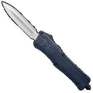 CobraTec Knives LNYCTK1DAGNS CTK-1 Large 3.75" OTF Dagger Plain D2 Steel Blade/NYPD Blue Aluminum Handle Features Glass Breaker Includes Pocket Clip
