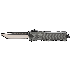CobraTec Knives LSWCTK1LTNS CTK-1 Large 3.75" OTF Tanto Plain D2 Steel Blade/Stonewashed Aluminum Handle Features Glass Breaker Includes Pocket Clip
