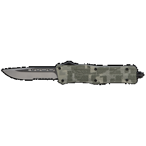 CobraTec Knives MADCCTK1MDS CTK-1 Medium 3" OTF Part Serrated D2 Steel Blade Army DigiCamo Aluminum Handle Features Glass Breaker Includes Pocket Clip