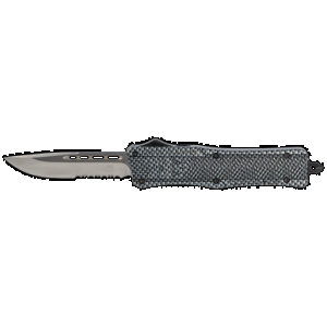 CobraTec Knives MSCFTK1MDS CTK-1 Medium 3" OTF Drop Point Part Serrated D2 Steel Blade/ Carbon Fiber Aluminum Handle Features Glass Breaker Includes Pocket Clip