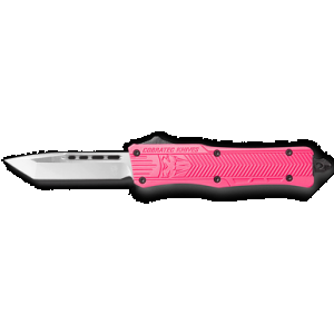 CobraTec Knives SPKCTK1STNS CTK-1 Small 2.75" OTF Tanto Plain D2 Steel Blade/Pink Aluminum Handle Features Glass Breaker Includes Pocket Clip