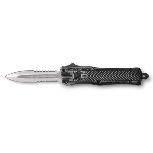Cobratec Knives CobraTec Knives SSWCTK1SDAG2SS CTK-1 2.75" OTF Part Serrated D2 Steel Blade/Stonewashed Aluminum Handle Features Glass Breaker Includes Pocket Clip - $99.99 at Shooting Surplus