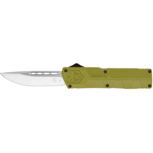 CobraTec Knives ODCTLWDNS Lightweight 3.25" OTF Drop Point Plain D2 Steel Blade/OD Green Aluminum Handle Includes Pocket Clip