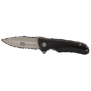 Hornady 99143 Folding Plain Satin w Laser Engraved Logo 420HC SS Blade Black GFN Handle Includes Pocket Clip