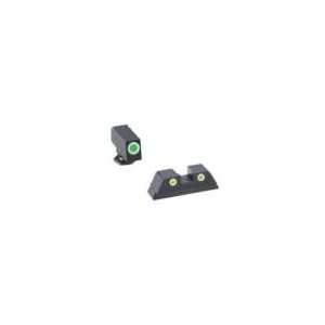 AmeriGlo GL431 Classic Tritium Sight Set for Glock Green Tritium White Outline Front Sight-Yellow Tritium White Outline Rear Sight