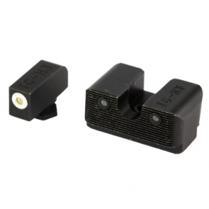 TruGlo TG231G2W Tritium Pro High, White Outline Tritium Front/ Green Tritium Rear/Black Nitride Fortress Frame, Compatible w/Most Glock Except MOS, Front Post/Rear Dovetail Mount