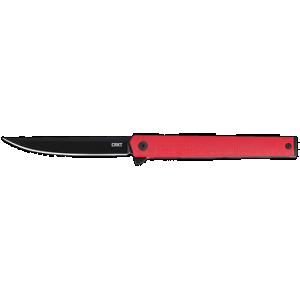 CRKT 7097RK CEO Flipper EDC 3.35" Folding Plain Black EDP AUS-8A SS Blade, Red GRN Handle
