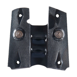 Pachmayr 05008 Signature Grip Checkered Black Rubber with Finger Grooves for 1911