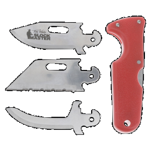 Cold Steel CS40ATZ Click-N-Cut Slock Master 2.50" Fixed Caping/Clip/Utility Plain/Serrated Satin 420J2 SS Blade Red Textured ABS Handle Includes Sheath