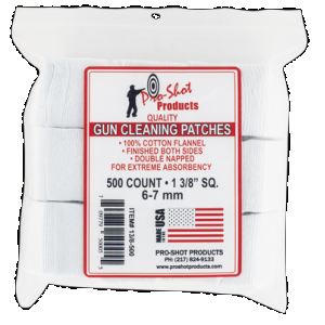 Pro-Shot 138500 Cleaning Patches 6mm/7mm 1.38" Cotton Flannel 500 Per Pkg