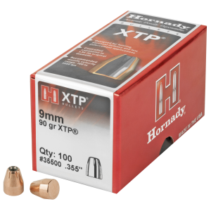 Hornady Hornady Traditional Pistol Bullets 9mm .355 90 gr. XTP 100 box - $23.58 at Shooting Surplus