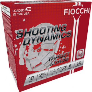 FIOCCHI Shooting Dynamics Shotgun Loads 12 Ga. 2.75 In. 1 1/8 Oz. 1250 Fps 8 Shot 25 Rd.