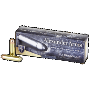 Alexander Arms AB350RSBOX Round Shoulder 50Beowulf 350gr Flat Point 20 Rounds
