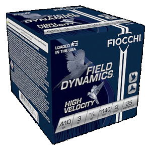 FIOCCHI High Velocity Hunting Loads 410 Ga. 3 In. 11/16 Oz. 9 Shot 25 Rd.