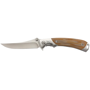 Browning 3220330 Wicked Wing 3.50" Folding Trailing Point Plain Satin 7Cr17MoV SS Blade Amber/Satin G10/SS Handle Includes Pocket Clip
