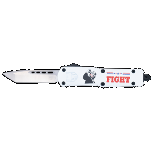CobraTec Knives MTRP24FTTNS FS-3 Trump 2024 OTF Tanto Plain D2 Steel Blade White Trump Fight 2024 Aluminum Cerakoted Handle