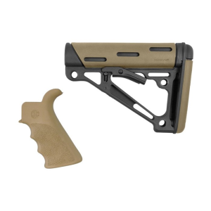 Hogue Hogue 15355 OverMolded Collapsible Buttstock Black Synthetic Flat Dark Earth OverMolded Rubber & Flat Dark Earth Rubber Finger Grooved Grip for AR-15, M16 with Commercial Tube (Tube Not Included) - $67.96 at Shooting Surplus
