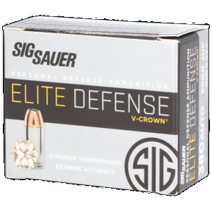 Sig Sauer E380A120 Elite Defense 380ACP 90gr V-Crown Jacketed Hollow Point 20 Rounds