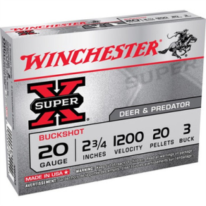 WINCHESTER Super-x Buffered Shot 20 Ga. 2.75 In 20 Pellets 3 Buck Shot 5 Rd.