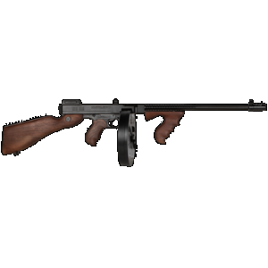Thompson T5100D 1927A-1 45 ACP Caliber with 16.50" Barrel, 20+1 Capacity (Stick), 100+1 Capacity (Drum), Blued Metal Finish, American Walnut Stock Wood Grip Right Hand
