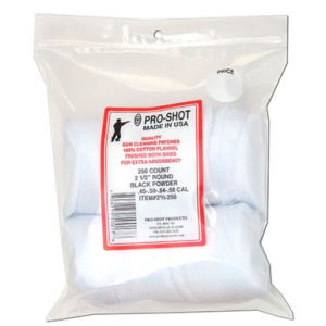 Pro-Shot 212250 Cleaning Patches .45 - .58 Cal 2.50" Round Cotton Flannel 250 Pack