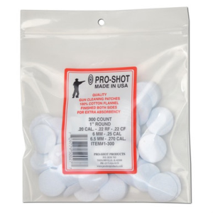 Pro-Shot 1300 Cleaning Patches .22 - .270 Cal 1" Round Cotton Flannel 300 Per Bag