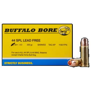 BUFFALO Bore Ammunition 14d20 Buffalo-barnes Strictly Business 44s&w Spl 200gr Barnes Tac-xp Lead Free 20 Rounds