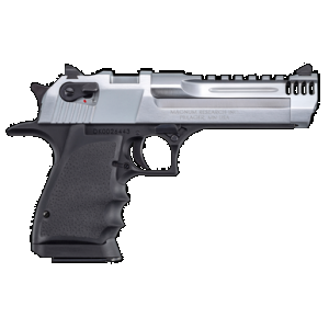 Magnum Research DE50L5BC Desert Eagle L5 50 AE 5" with Muzzle Brake 7+1 Black Hardcoat Anodized Aluminum Frame Brushed Chrome Carbon Steel Slide Black Hogue Wraparound Rubber Grip