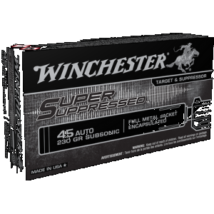 Winchester Super Suppressed 45 ACP Full Metal Jacket 230 Grain 50 Rounds