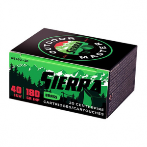 SIERRA Outdoor Master Handgun Ammo 40 S&w 180 Gr. Jhp 20 Rd.