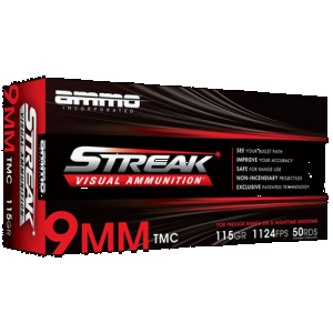 AMMO Inc Streak Target 9mm Luger Handgun AMMO - 115 Grain | Tmc | Red | 50rd Box