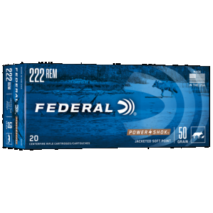 FEDERAL Power-shok Rifle Ammo 222 Rem 50 Gr. Jacketed Soft Point 20 Rd.
