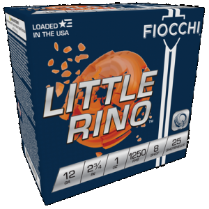 Fiocchi Little Rino Shotgun Loads 12 ga. 2.75 in. 1 oz. 1250 FPS 8 Shot 25 rd.