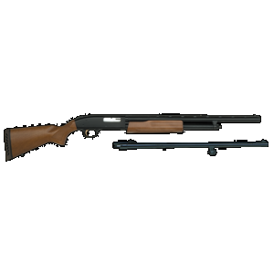 Mossberg 500 Youth Bantam Field/Deer Combo, 20GA, 22in. Barrel, 5rd, Wood Stock & Forend. Incl. 24" Ported rifled Barrel - Black (54188)